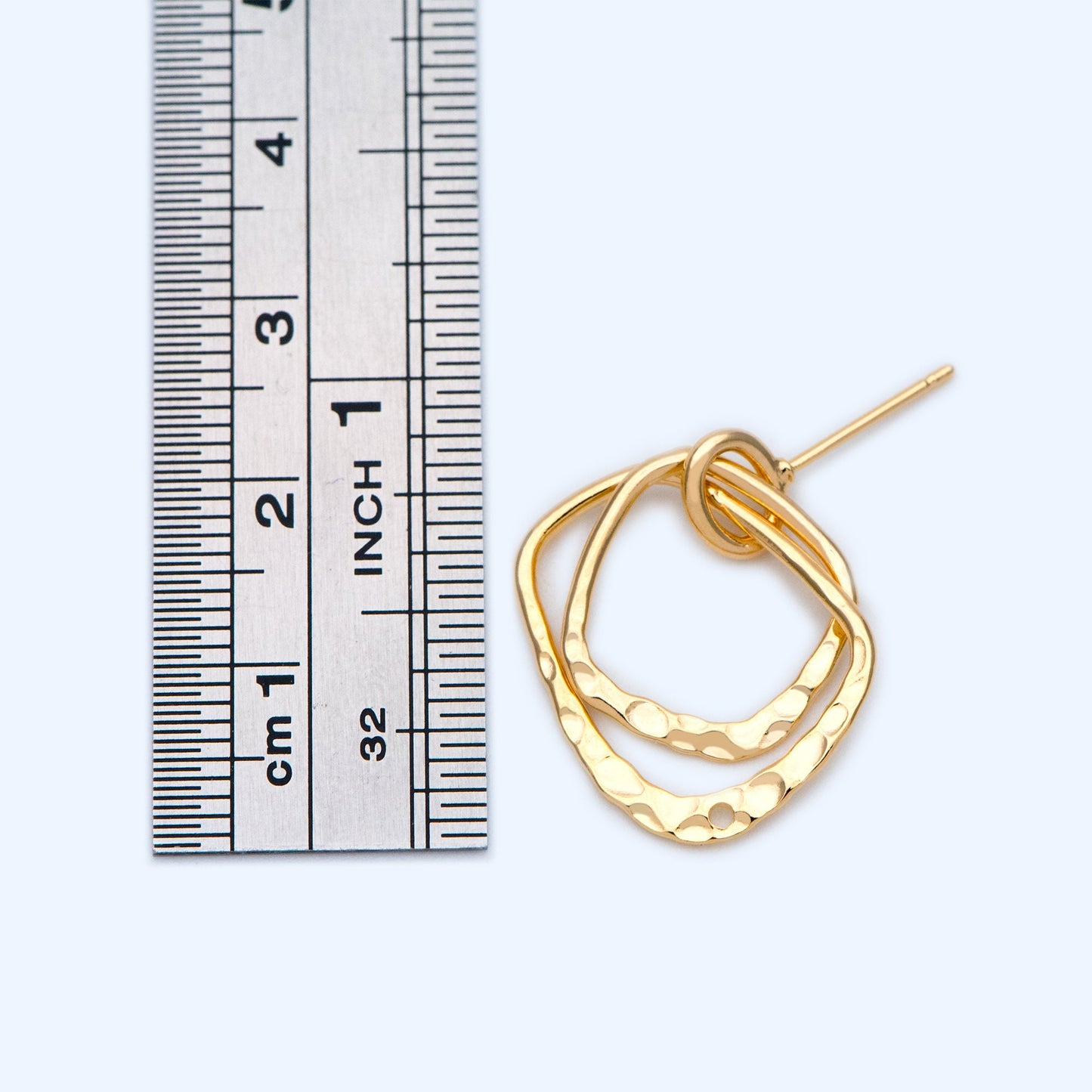 10pcs Hammered Ear Posts, 18K Gold/ Rhodium plated Brass, Geometric Hoop Stud Earring Findings (GB-1260)