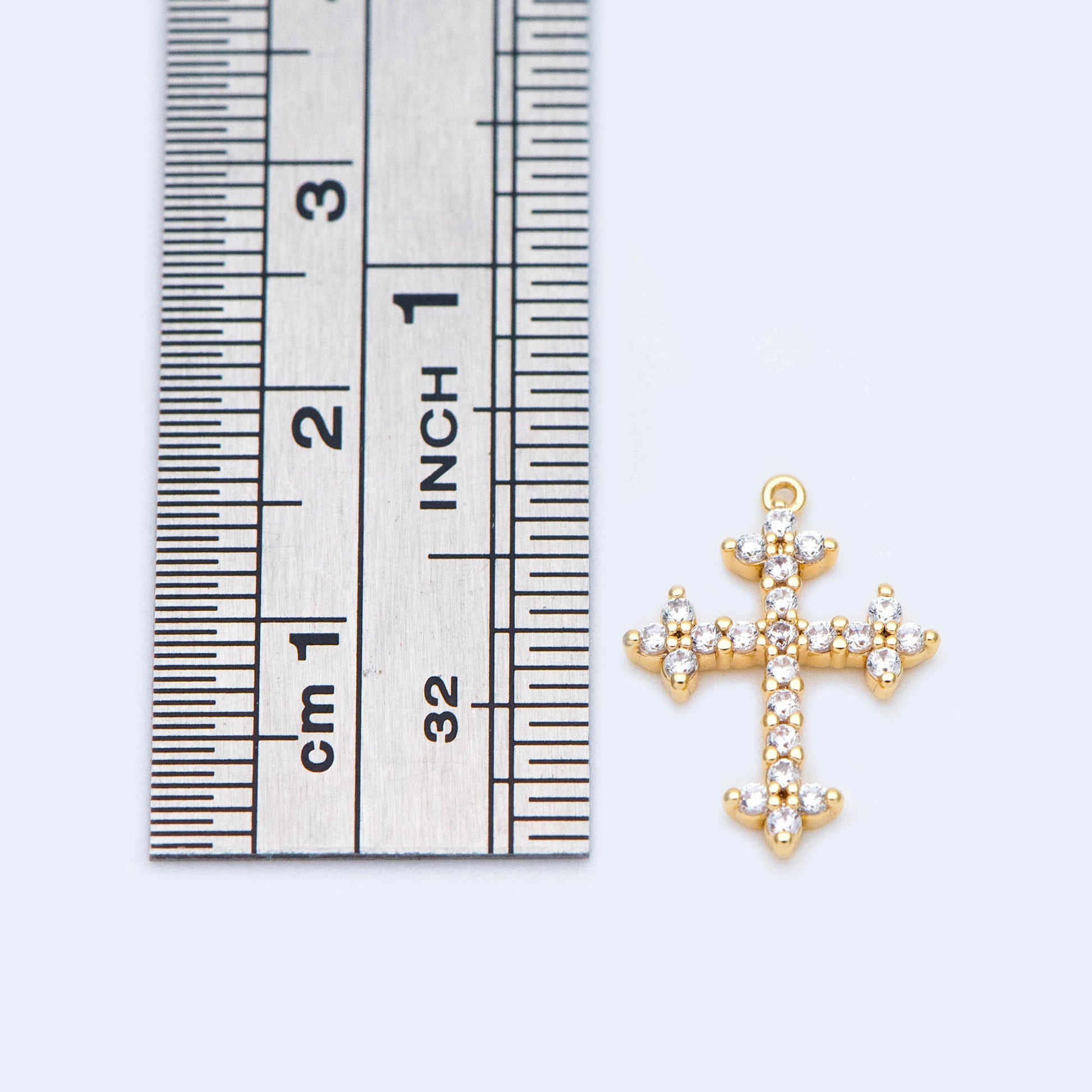 4pcs micro pave Cross Charm,16x12mm, CZ paved Cross Pendants (GB-2731-I)