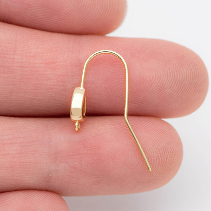 10pcs Gold Plated Teardrop Earring Hooks: CZ Pave Brass Earwires, 22mm (GB-1125-C)
