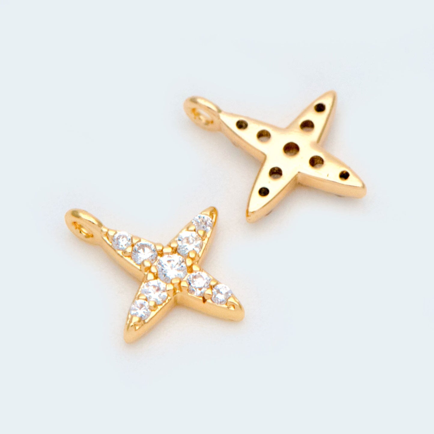 10pcs CZ Pave Gold / Silver Tone Cross Charms 10x8.5mm, 18K Gold/ rhodium plated Brass (GB-924-A)