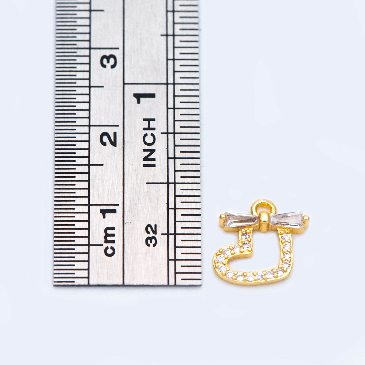 4pcs Gold plated Brass Micro Pave Sock Charms, Christmas Stocking Pendants 11x10mm (GB-713-J)