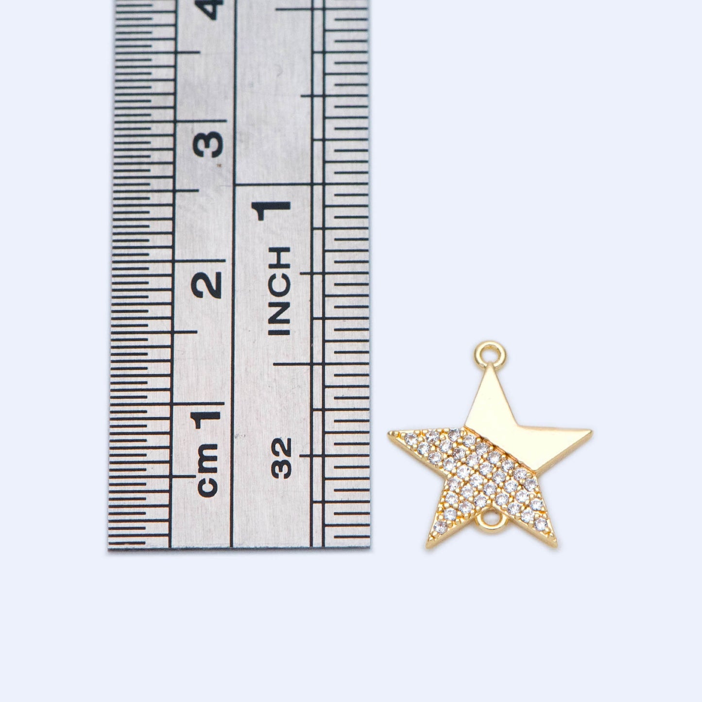 4pcs CZ Pave Gold Coin Star Connectors 14x13mm, 18K Gold plated Brass, Star Charm Pendants (GB-1186)