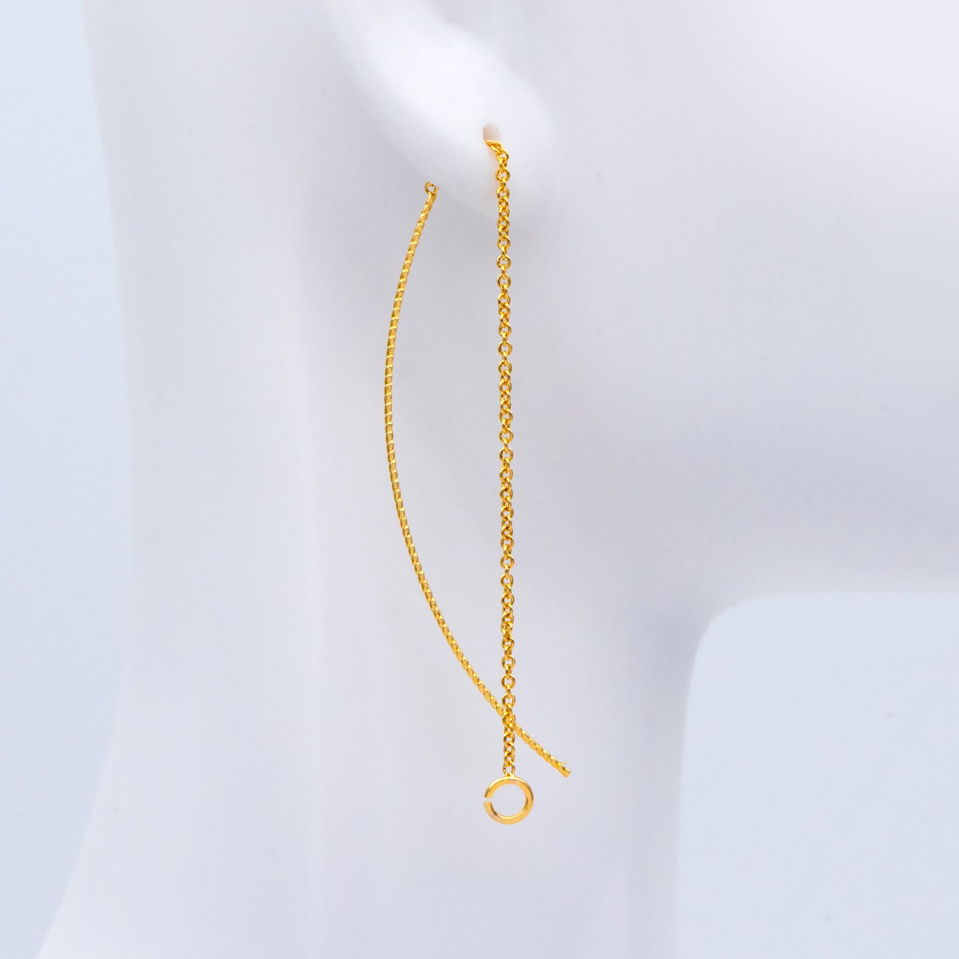 10pcs Gold Ear Threader Earrings,Chain Earrings, Earwire Thread with Jump Ring, Dainty Earrings (GB-1299-A)