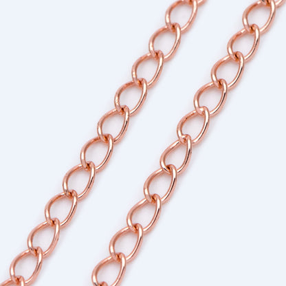 Gold/ Silver/ Rose Gold Curb Chain 3mm, Real Gold/ Rhodium Plated Brass "Extender" Chain, Color Not Easily Tarnish (LK-175)/ 1 meter