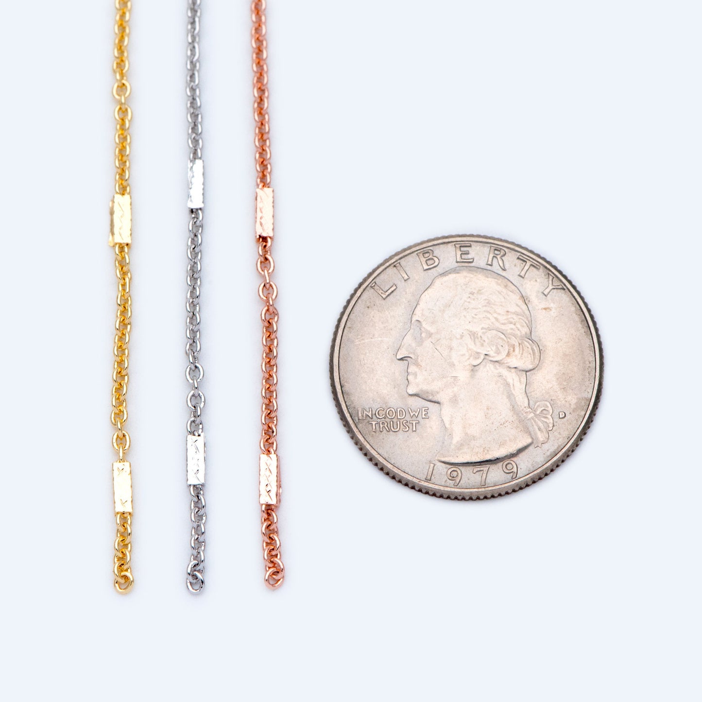 Gold/ Silver/ Rose Gold Cable Chains with Square Tube, Real Gold/ Rhodium plated Brass Designer Chain (#LK-176)/ 1 Meter=3.3 ft