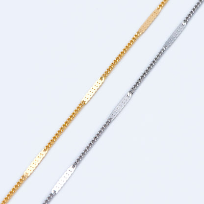 Dainty Gold/ Silver tone Flat Link Chains 1.9mm, Real Gold/ Rhodium plated on Brass Tiny Chain (#LK-177)/ 1 Meter=3.3 ft