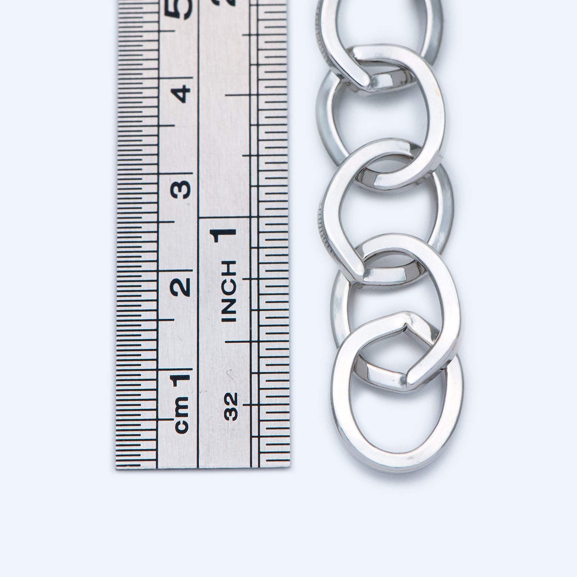 Silver tone Large Cable Chains, Oval Link 13x16mm, White K plated Iron Thick Chain, Necklace Findings for Men (#LK-370-2)/ 1 Meter=3.3 ft