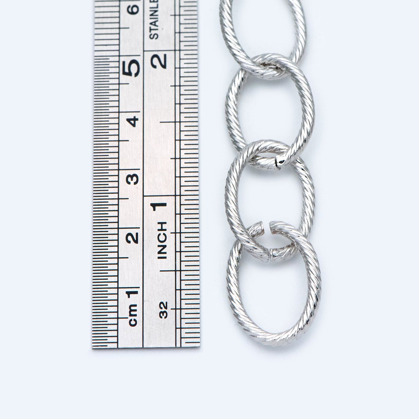 Silver Color plated Iron Cable Chain, Oval Link 15x20mm Large (#LK-374-2)/ 1 Meter=3.3 ft