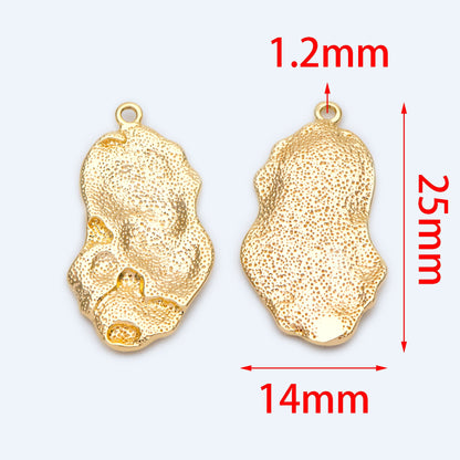10pcs Gold plated Brass Hammered Charms, Gold Textured Pendants 25x14mm (GB-2977-F)