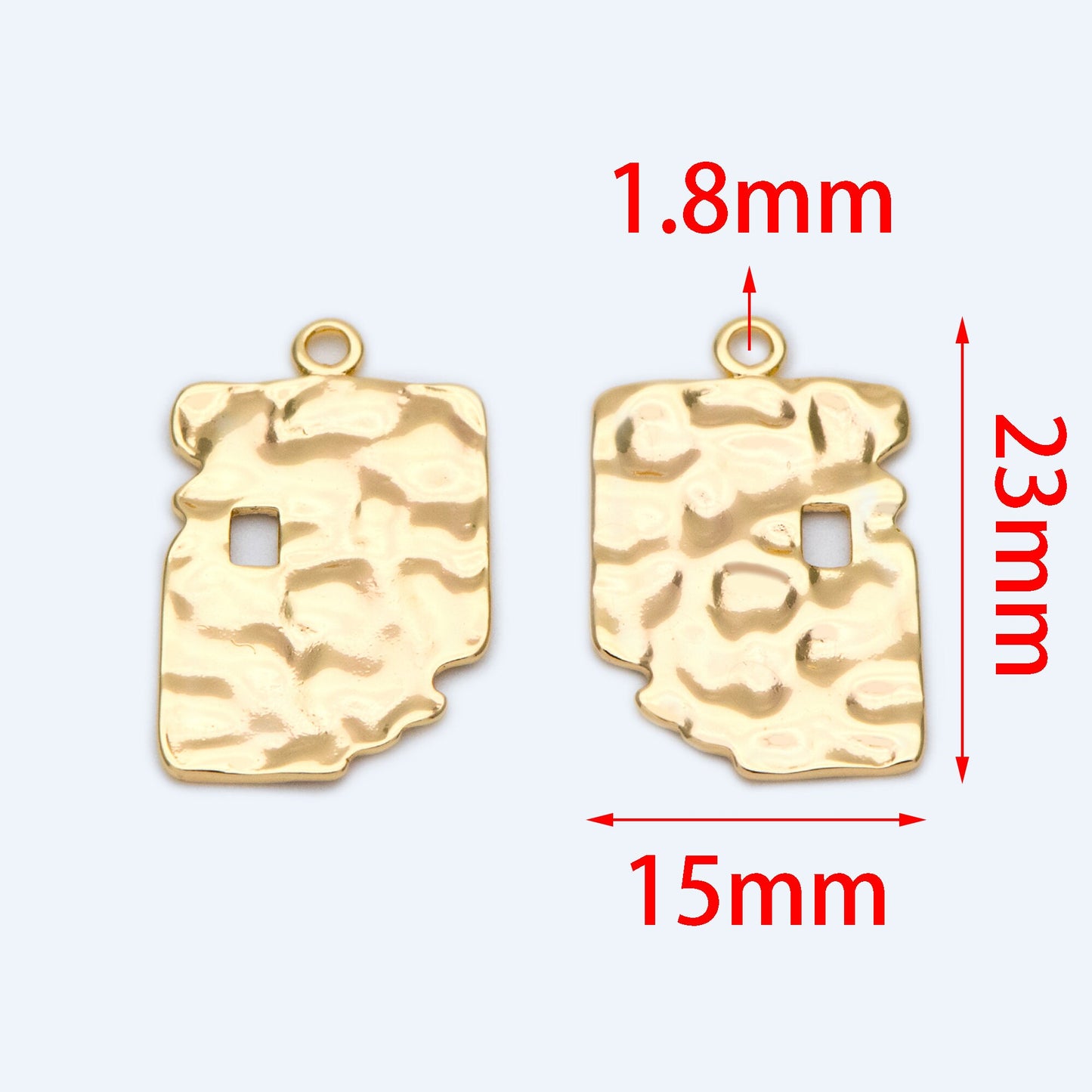 10pcs Gold plated Brass Irregular Charms, Gold Hammered Pendants 23x15mm (GB-1284)