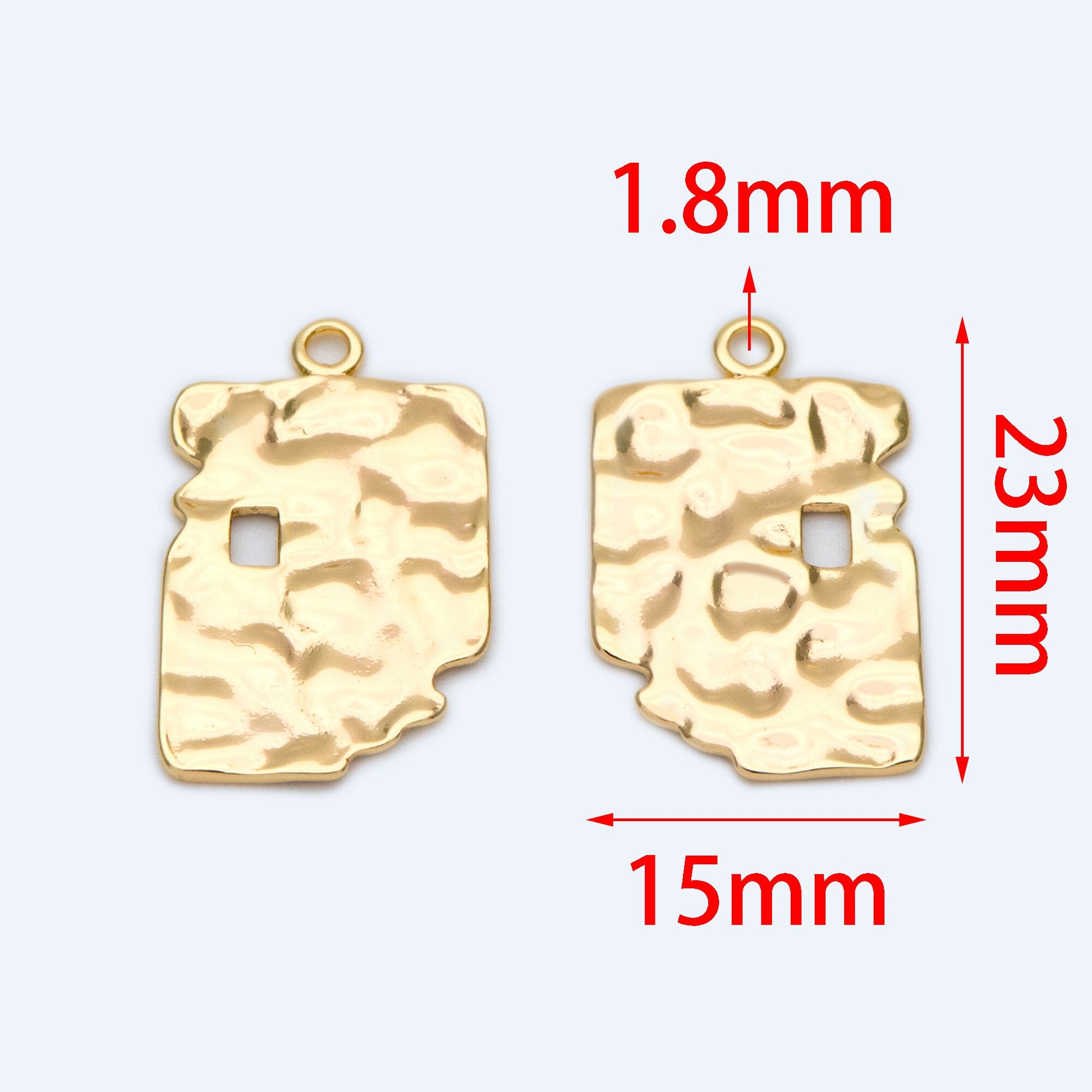 10pcs Gold plated Brass Irregular Charms, Gold Hammered Pendants 23x15mm (GB-1284)
