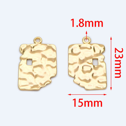 10pcs Gold plated Brass Irregular Charms, Gold Hammered Pendants 23x15mm (GB-1284)