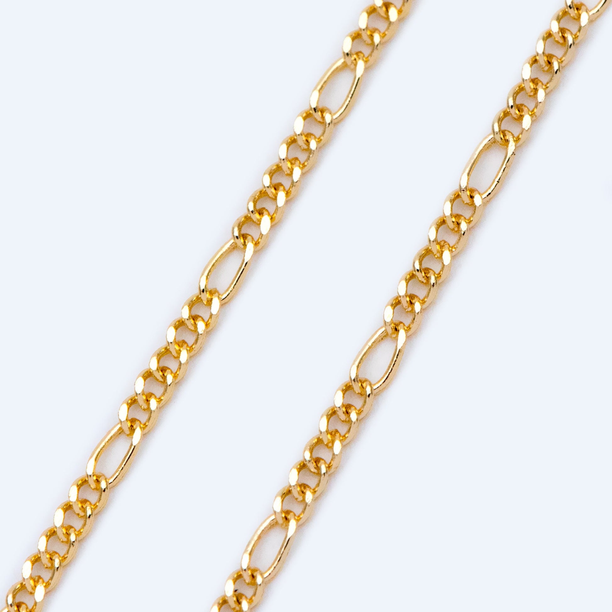 Gold plated Brass Figaro Chains 1.5mm Thin, Long and Short Chains (#LK-152)/ 1 Meter=3.3 ft