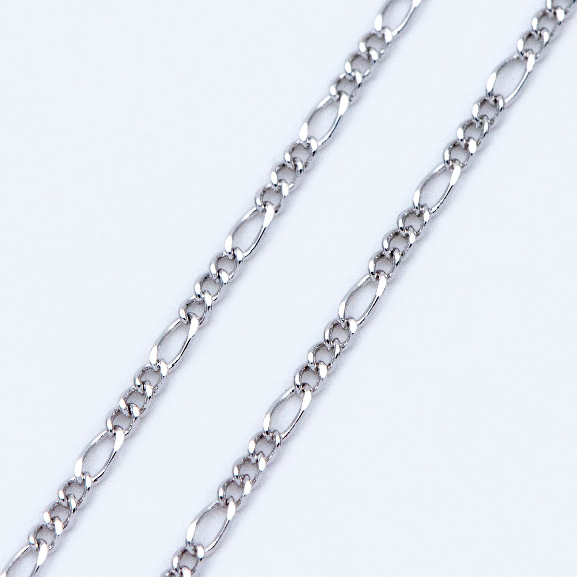 Gold/ Silver/ Rose God Figaro Chains, Real Gold/ Rhodium plated Brass, Color Not Easily Tarnish (#LK-168)/ 1 Meter=3.3 ft