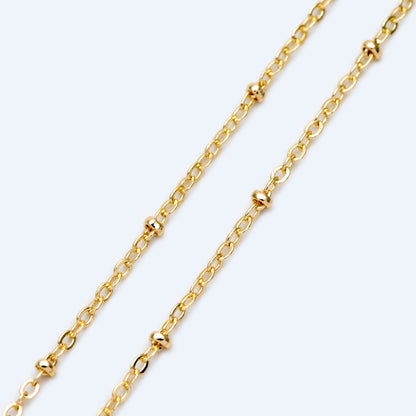 Satellite Chains Wholesale, 1.7mm Cable Chain with 2.2mm Beads, Gold/ Silver/ Rose Gold plated Brass (#LK-169)/ 1 Meter=3.3 ft