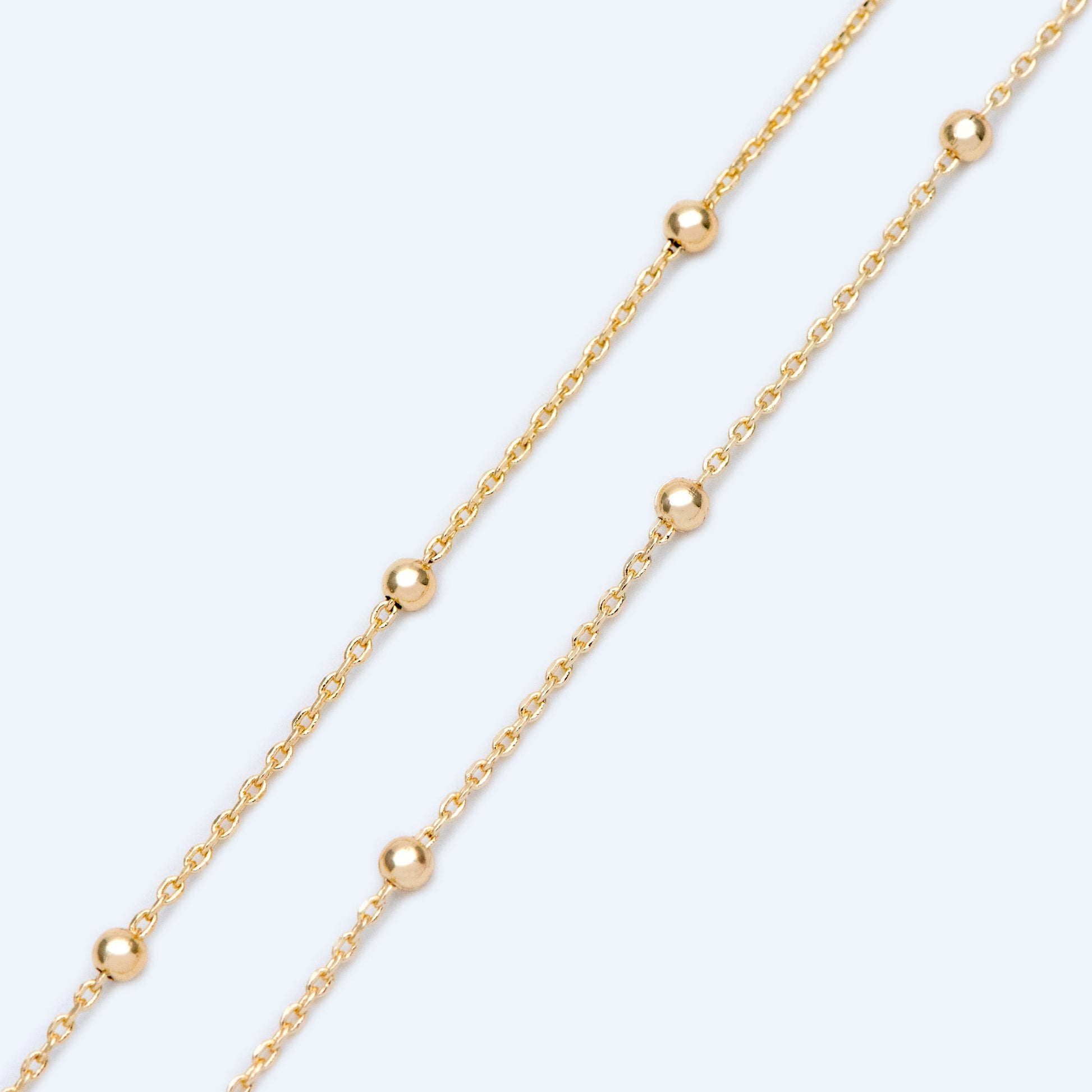 Gold/ Silver/ Rose Gold Satellite Chains, 1.1mm Chain with 2.5mm Round Beads, Color Not Easily Tarnish (#LK-170)/ 1 Meter=3.3 ft