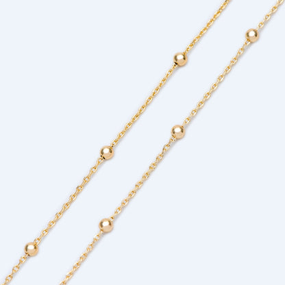 Gold/ Silver/ Rose Gold Satellite Chains, 1.1mm Chain with 2.5mm Round Beads, Color Not Easily Tarnish (#LK-170)/ 1 Meter=3.3 ft