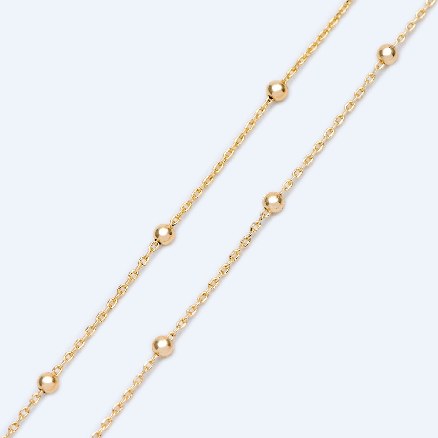 Gold/ Silver/ Rose Gold Satellite Chains, 1.1mm Chain with 2.5mm Round Beads, Color Not Easily Tarnish (#LK-170)/ 1 Meter=3.3 ft