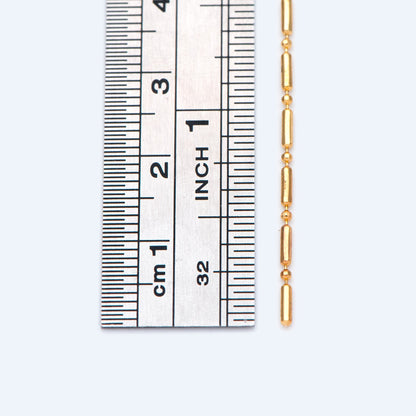 Gold Bar and Ball Chains 1.3mm, DIY Necklace Chain Wholesale (#LK-244-1)/ 1 Meter=3.3 ft