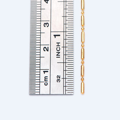 Gold Bar and Ball Chains 1.3mm, DIY Necklace Chain Wholesale (#LK-244-1)/ 1 Meter=3.3 ft