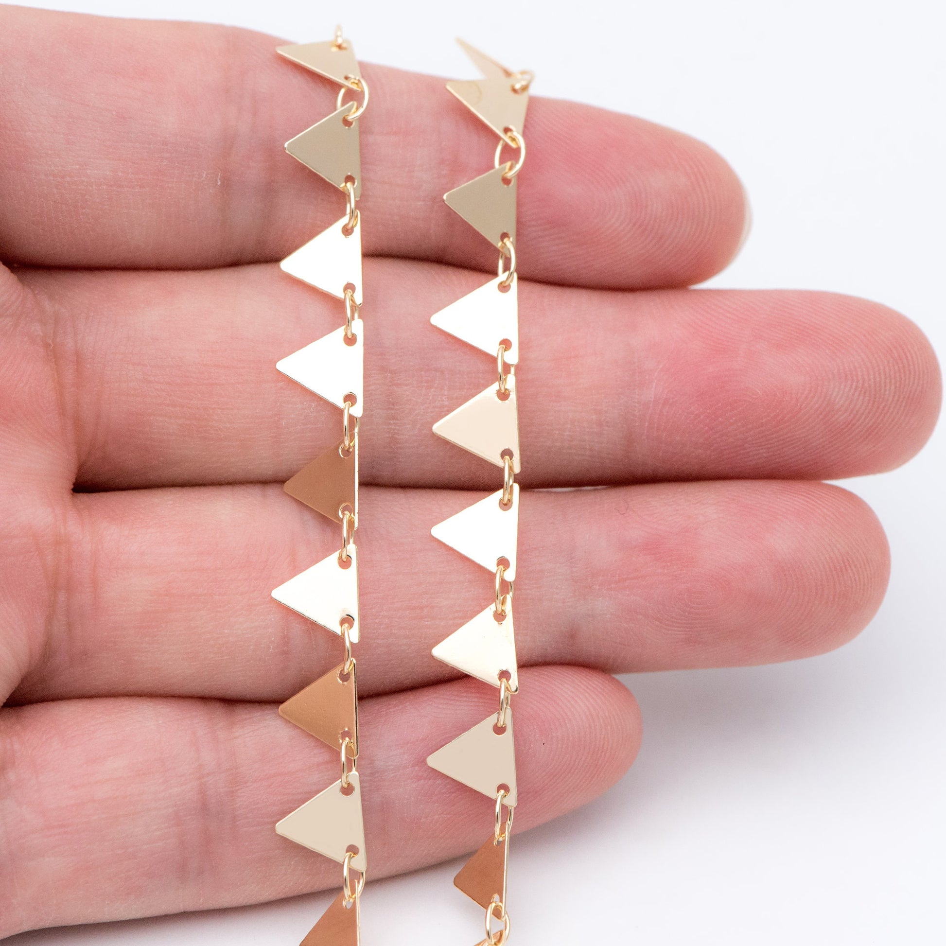 Gold plated Brass Triangle Chains 7.5mm, Handmade Cable Link Geometric Chain, Lead Nickel Free (#LK-144)/ 1 Meter=3.3 ft