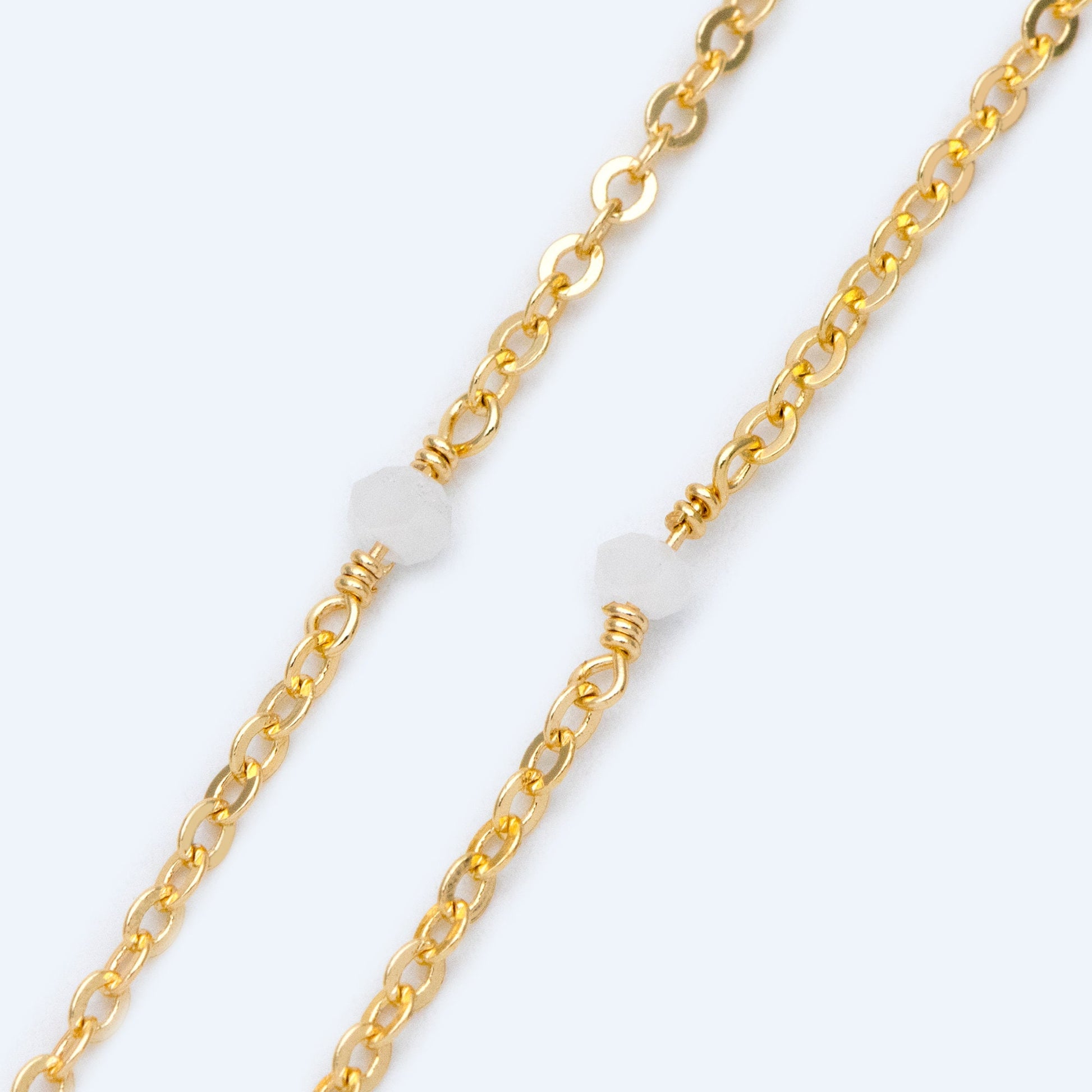 Gold plated Brass Crystal Bead Chains, 1.8mm Beaded Chains with 3mm Glass Rondelles, Black Grey White (#LK-145)/ 1 Meter=3.3 ft