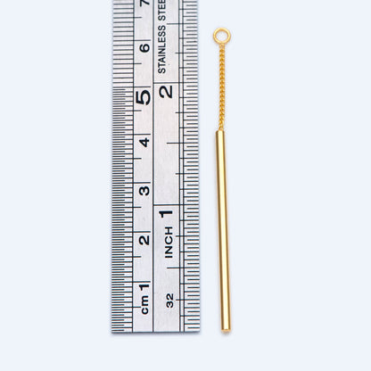 10pcs Long Bar Charms 63mm, Gold/ Rhodium plated Brass Stick Pendants (GB-1279-D)