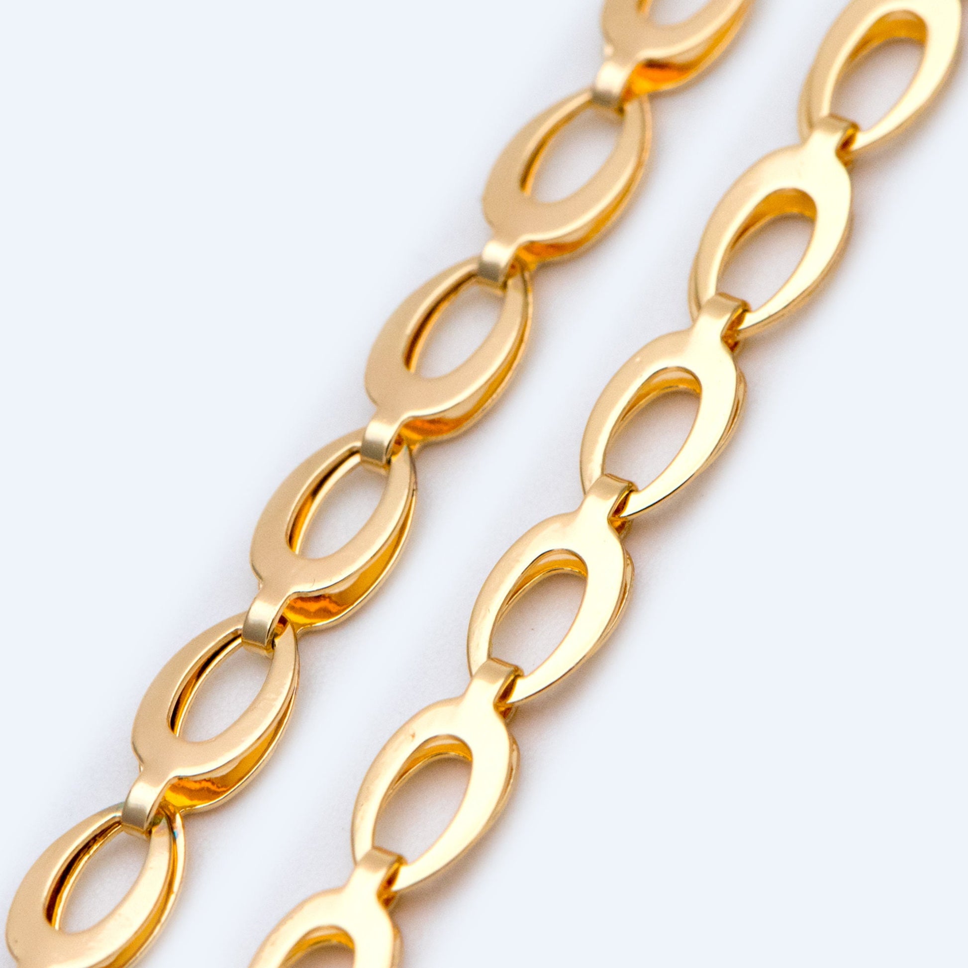 Gold/ Silver tone Specialty Chains, Gold/ Rhodium plated Brass, Link Size 4x8mm, Bulk Chain Wholesale (#LK-232)/ 1 Meter=3.3 ft