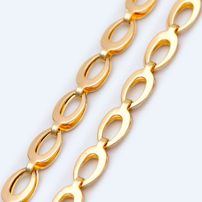 Gold/ Silver tone Specialty Chains, Gold/ Rhodium plated Brass, Link Size 4x8mm, Bulk Chain Wholesale (#LK-232)/ 1 Meter=3.3 ft