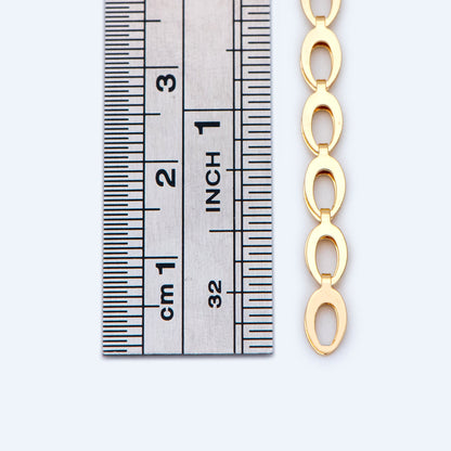 Gold/ Silver tone Specialty Chains, Gold/ Rhodium plated Brass, Link Size 4x8mm, Bulk Chain Wholesale (#LK-232)/ 1 Meter=3.3 ft