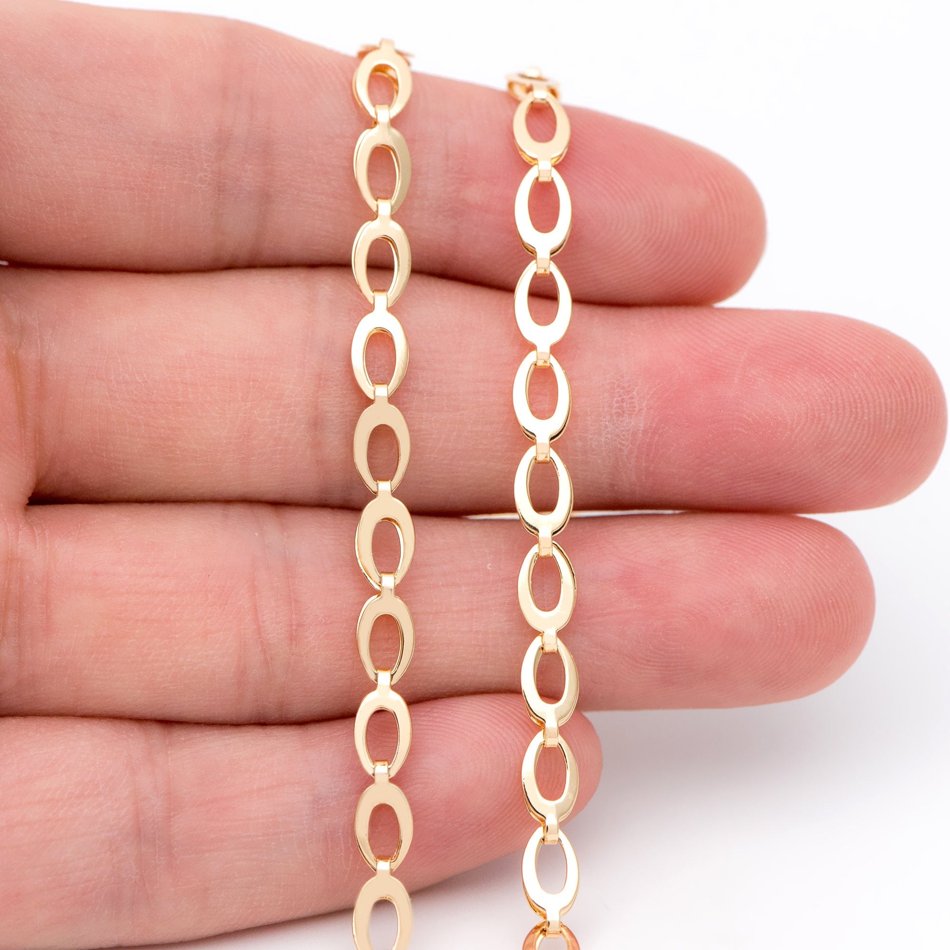 Gold/ Silver tone Specialty Chains, Gold/ Rhodium plated Brass, Link Size 4x8mm, Bulk Chain Wholesale (#LK-232)/ 1 Meter=3.3 ft