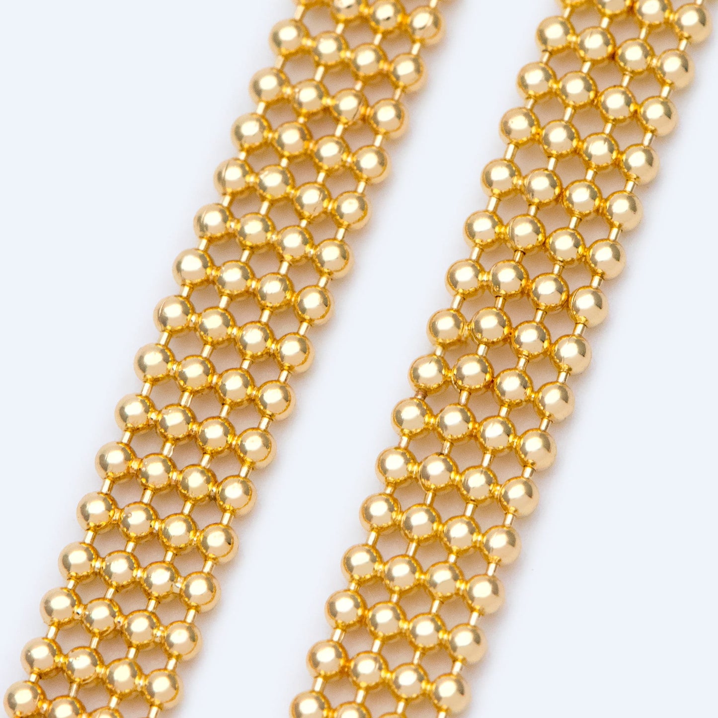 Gold/ Silver tone Multi Strand Ball Chains, Gold/ Rhodium plated Brass Beaded Chain Wholesale (#LK-233)/ 1 Meter=3.3 ft