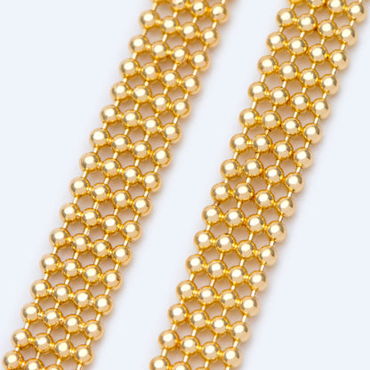 Gold/ Silver tone Multi Strand Ball Chains, Gold/ Rhodium plated Brass Beaded Chain Wholesale (#LK-233)/ 1 Meter=3.3 ft