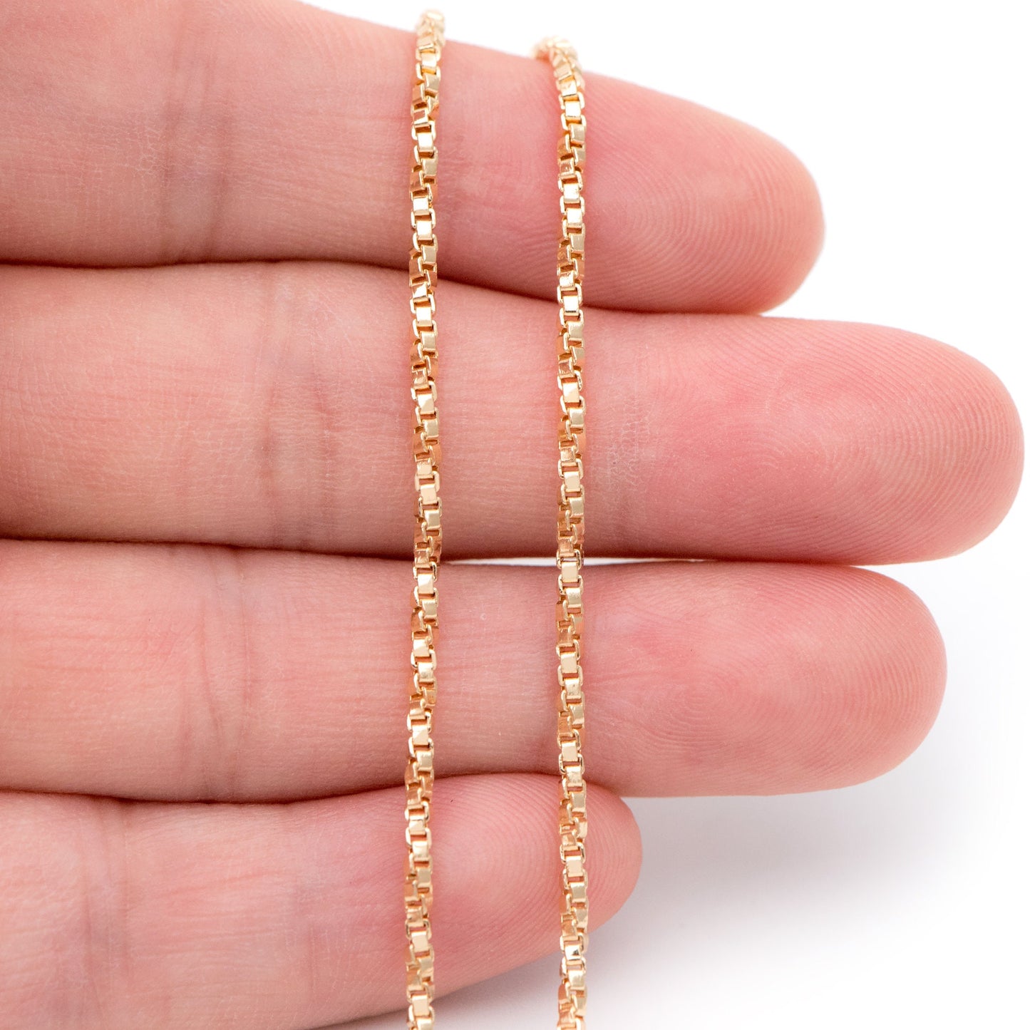 Gold/ Silver Tone Twisted Box Chains 1.8mm, Gold/ Rhodium plated Brass Box Chain Wholesale (#LK-234)/ 1 Meter=3.3 ft