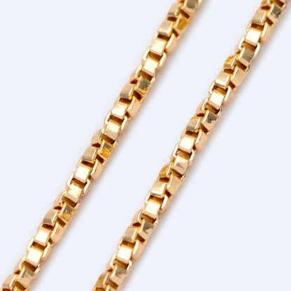 Gold/ Silver Tone Twisted Box Chains 1.8mm, Gold/ Rhodium plated Brass Box Chain Wholesale (#LK-234)/ 1 Meter=3.3 ft