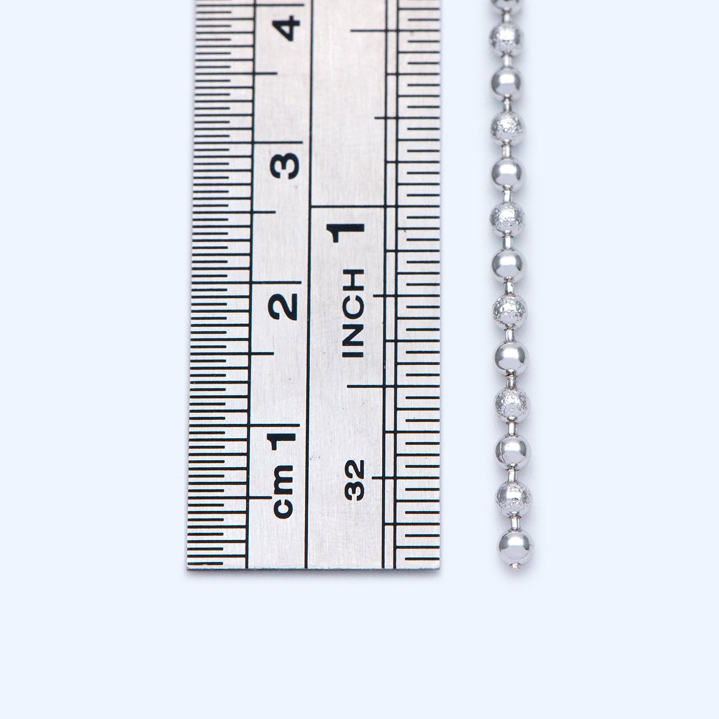 Silver tone Ball Chains 2.5mm, Matte/ Smooth Round Beaded Chain, Necklace Chain Wholesale (#LK-236-2)/ 1 Meter=3.3 ft