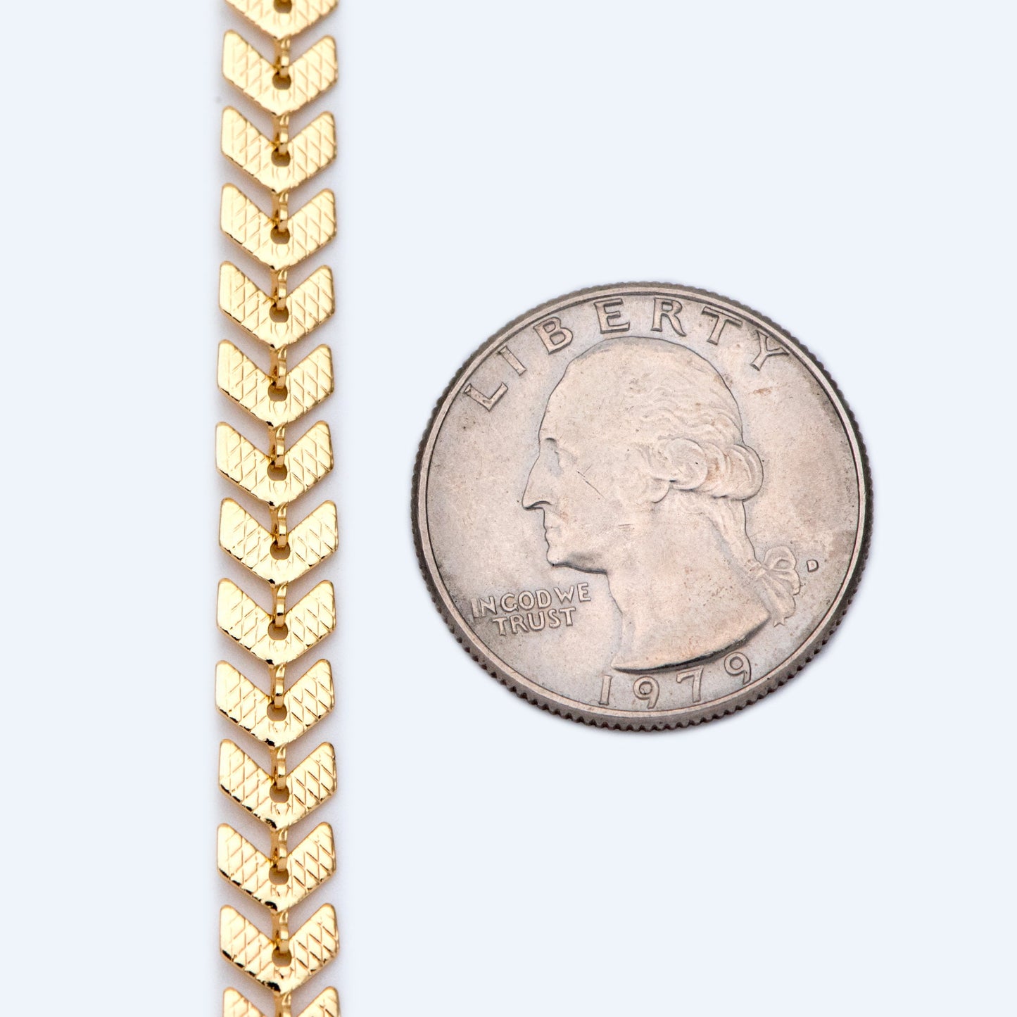 Gold plated Brass Chevron Chain 6.5mm, Decorative Arrow Chain, Herringbone Designer Chain (#LK-103)/ 1 Meter=3.3ft