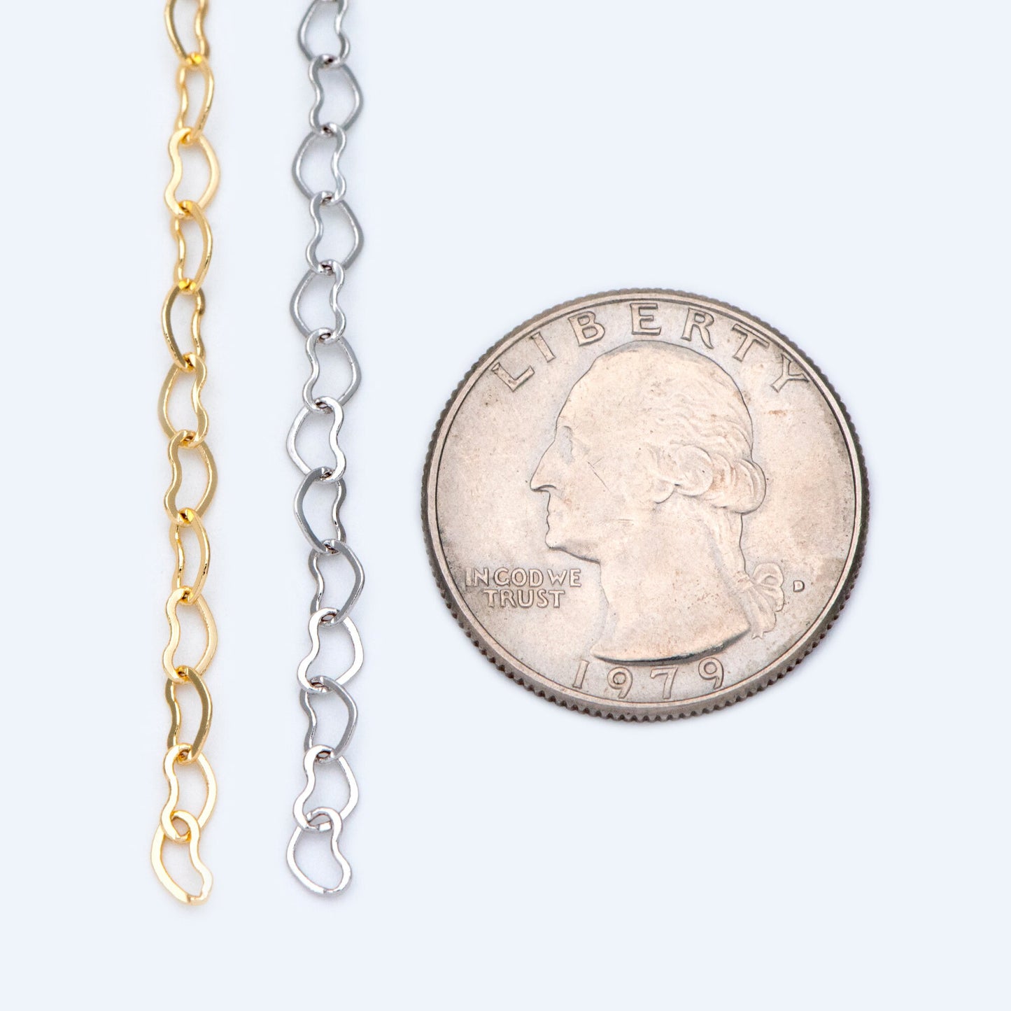 Gold/ Silver tone Heart Chains, Gold/ Rhodium/ Rose Gold plated Brass Designer Chain, 3.5mm Thin Decorative Chains (#LK-105)/ 1 Meter=3.3 ft