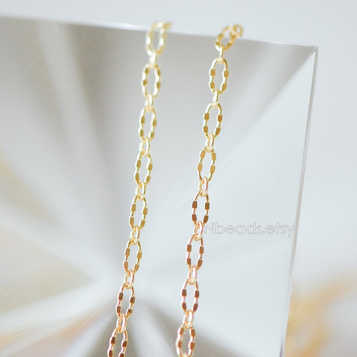 Gold/ Rhodium plated Brass Oval Cable Chains, Real Gold/ Silver Decorative Designer Chain 1.5/ 2.1/ 2.5mm (#LK-150)/ 1 Meter=3.3 ft