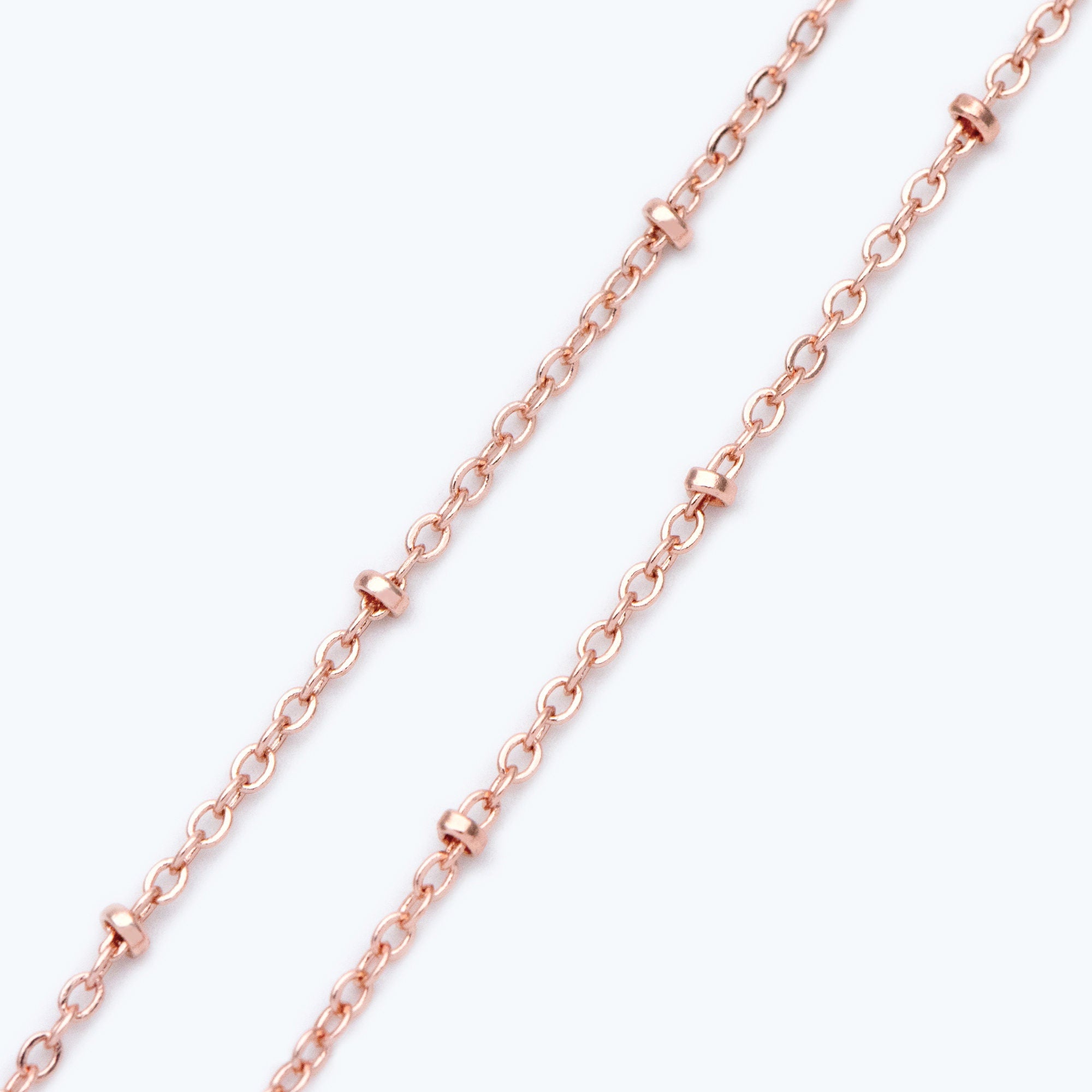 Satellite Chains Wholesale, 1.7mm Cable Chain with 2.2mm Beads, Gold/ Silver/ Rose Gold plated Brass (#LK-169)/ 1 Meter=3.3 ft