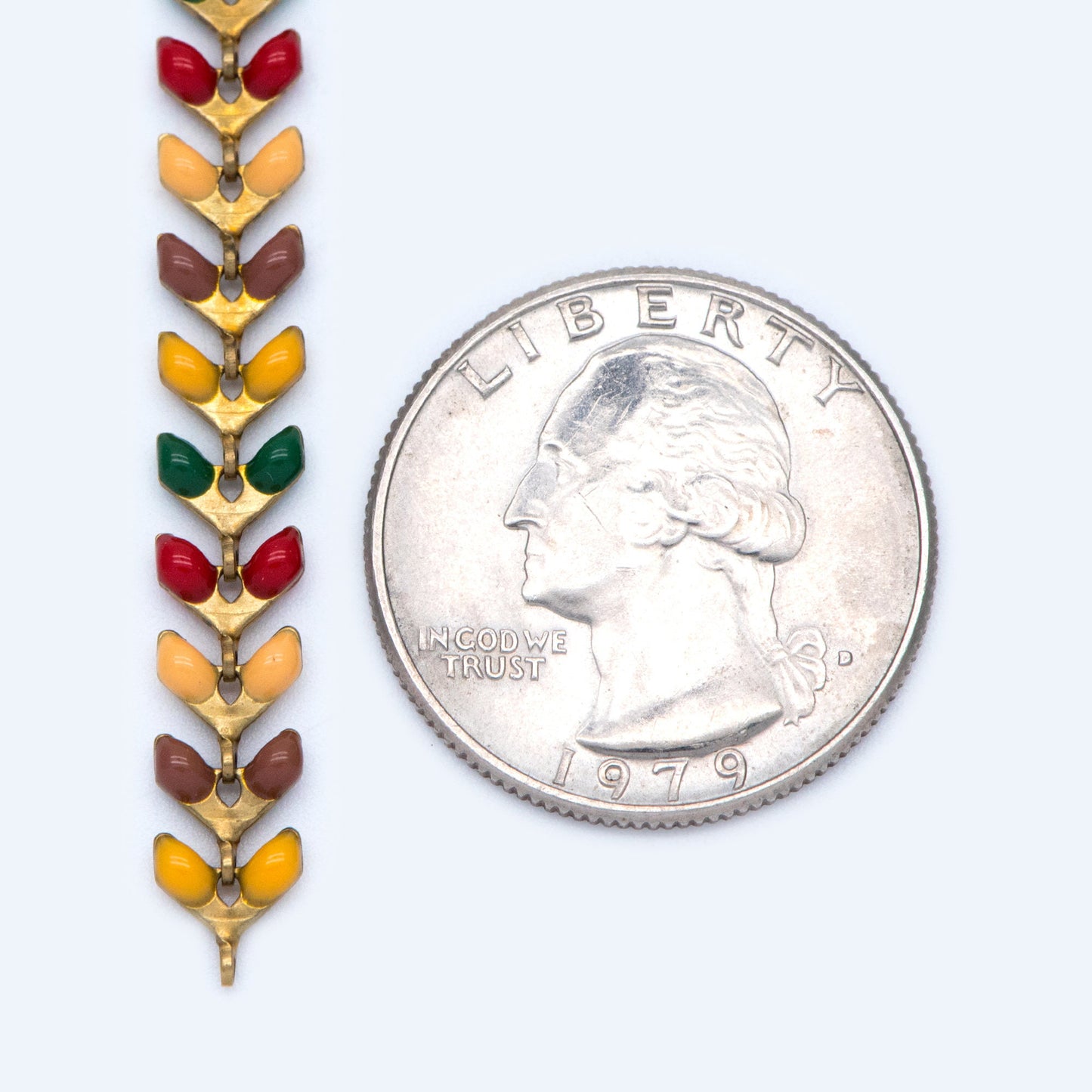 Rainbow Enamel Brass Arrow Chain 6mm, Flat Chevron Chain, Herringbone Fish bone Designer Chain (#LK-046-2)/ 1 Meter=3.3ft