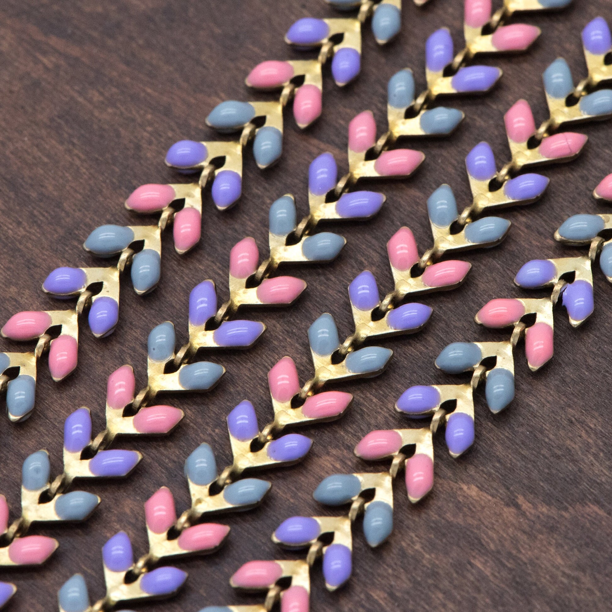 Rainbow Enamel Brass Chevron Chain 6mm, Flat Herringbone Designer Chain, Mix Color (#LK-046-3)/ 1 Meter=3.3ft