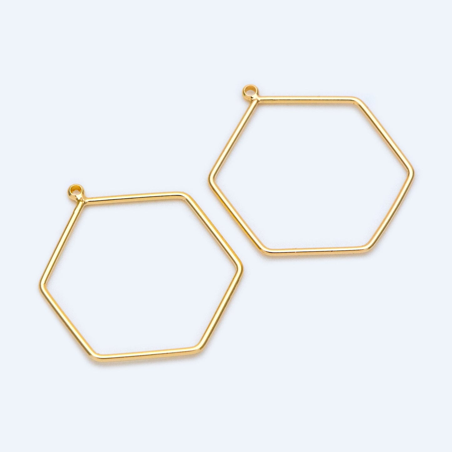 10pcs Gold hexagon wire Charms 26x21mm, 18K Gold plated Brass, Geometric Hoop Pendants (GB-368-A)