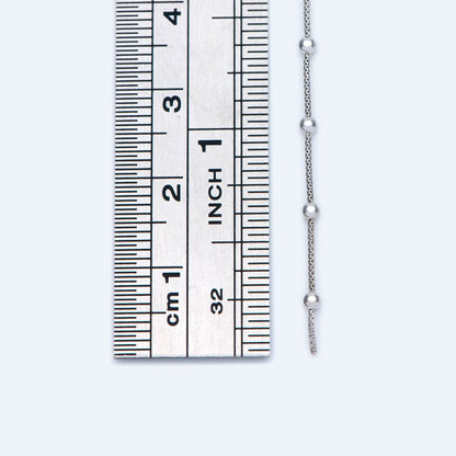 Silver tone Box Chain with 2mm Round Beads, Rhodium plated Brass Ball Chain (#LK-230-2)/ 1 Meter=3.3 ft