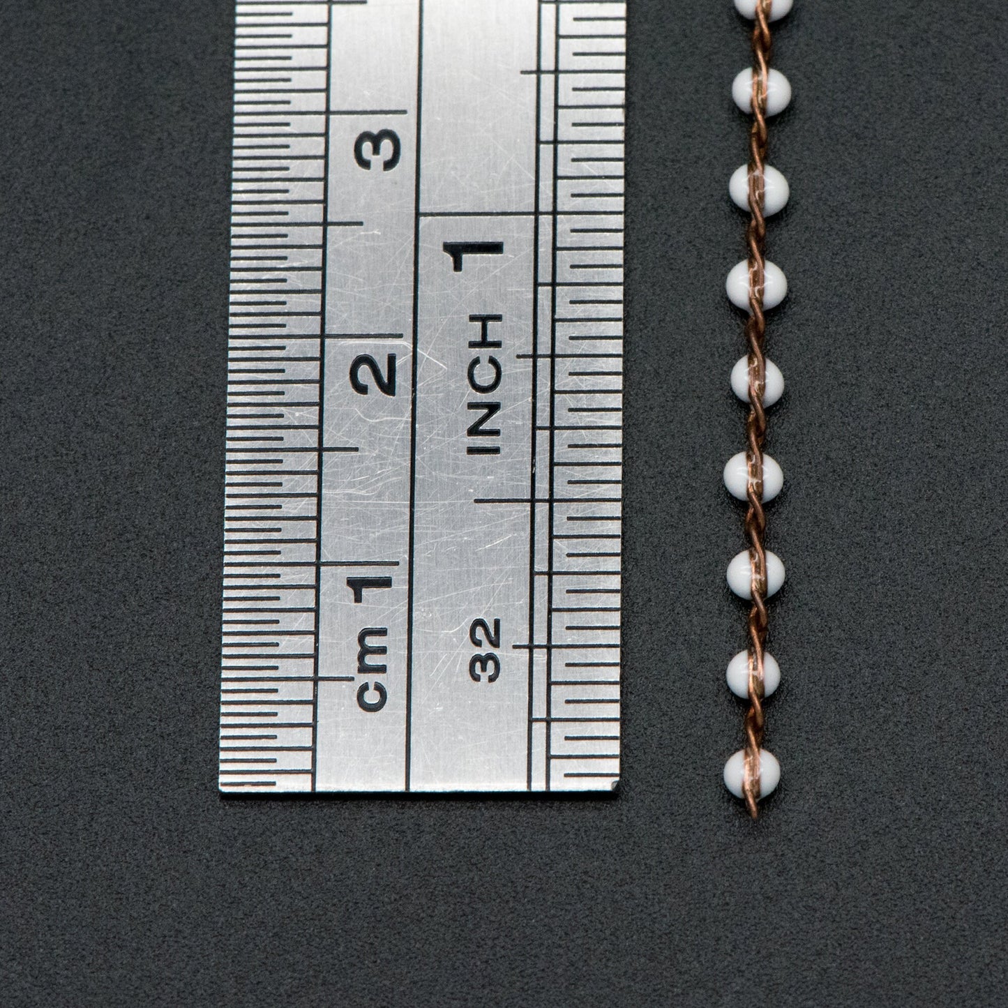 White Enamel Brass Chain 2.5mm Thin, Unplated Brass Designer Chains (#LK-050-2)/ 1 Meter=3.3ft