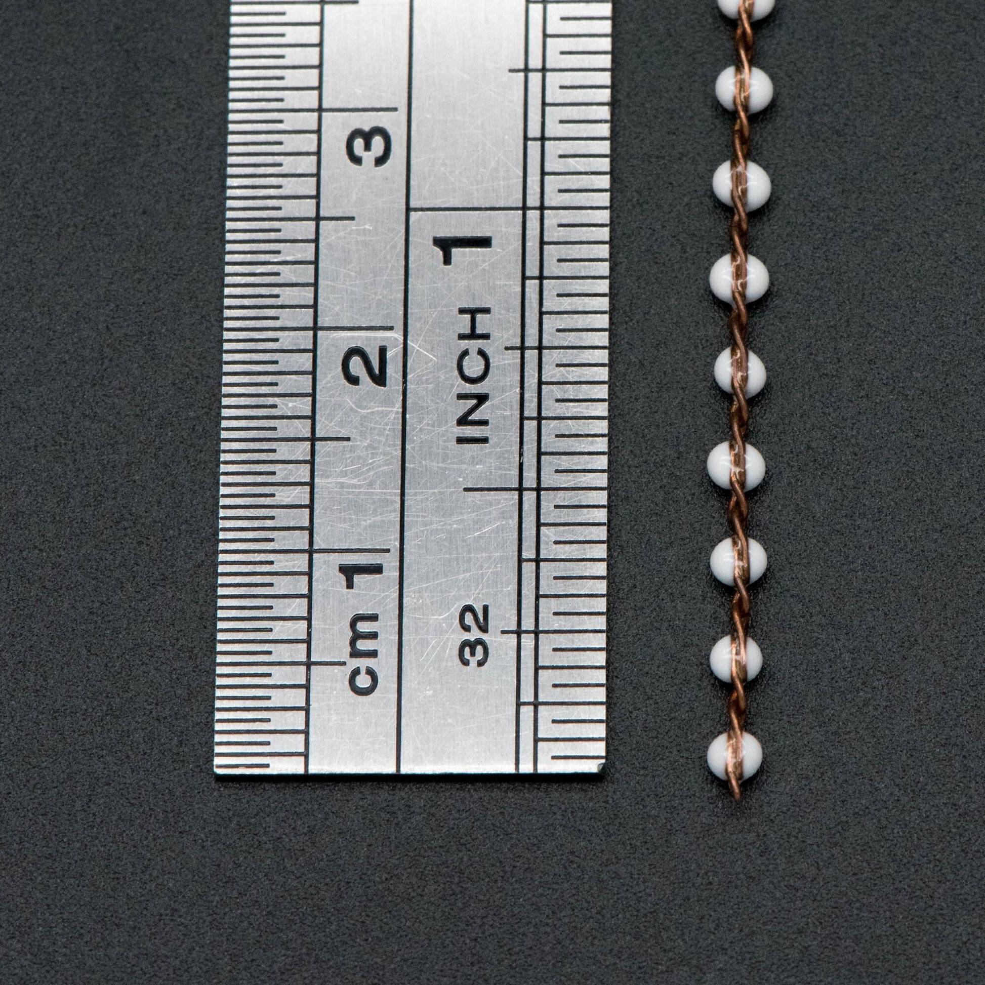 White Enamel Brass Chain 2.5mm Thin, Unplated Brass Designer Chains (#LK-050-2)/ 1 Meter=3.3ft