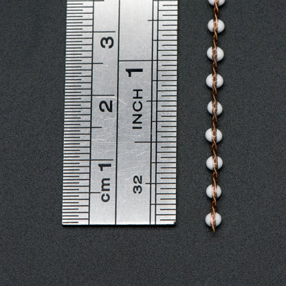 White Enamel Brass Chain 2.5mm Thin, Unplated Brass Designer Chains (#LK-050-2)/ 1 Meter=3.3ft