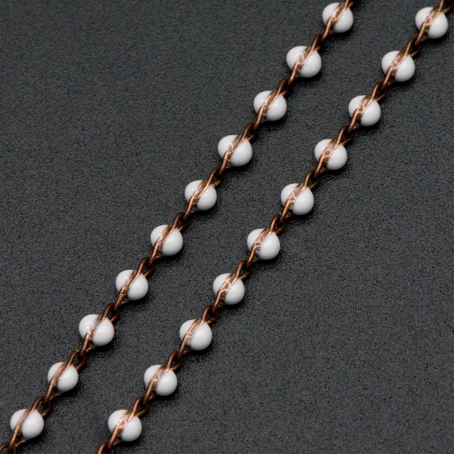 White Enamel Brass Chain 2.5mm Thin, Unplated Brass Designer Chains (#LK-050-2)/ 1 Meter=3.3ft