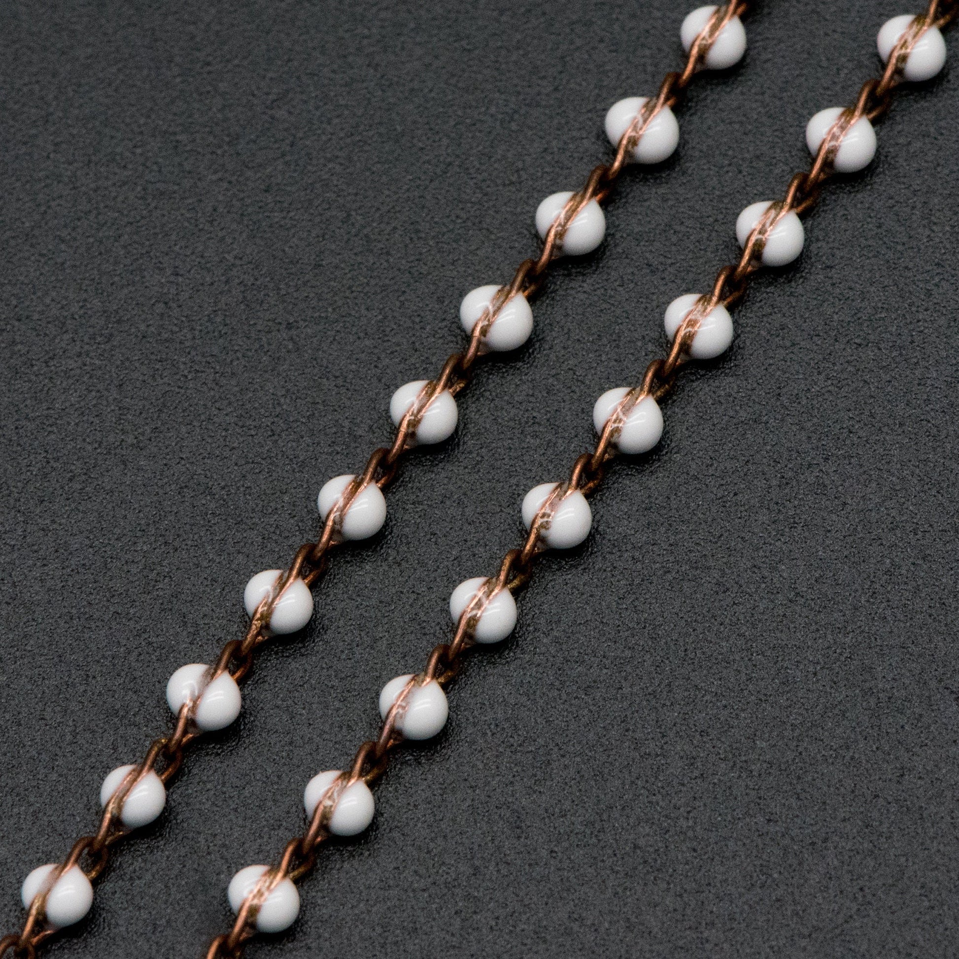 White Enamel Brass Chain 2.5mm Thin, Unplated Brass Designer Chains (#LK-050-2)/ 1 Meter=3.3ft