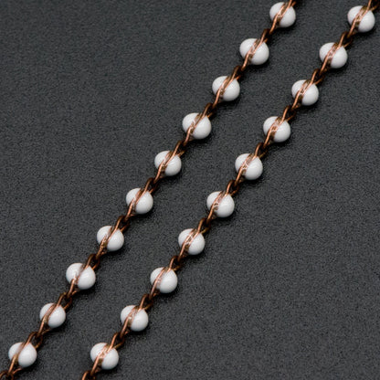 White Enamel Brass Chain 2.5mm Thin, Unplated Brass Designer Chains (#LK-050-2)/ 1 Meter=3.3ft